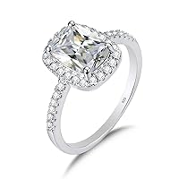 1.50Ct Simulated Diamond Emerald Cz Halo Engagement Ring 14k White Gold Finish