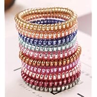 10Pcs/Lot New Multicolor Telephone Cord Women Headwear Elastic Rubber Bands Girls Gum Ponytail Holders Hair Accessories 5CM