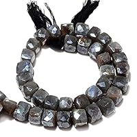 Natural Labradorite Bead, Mystic Coated Labradorite, Faceted Box Beads, 7.5mm Beads, 5