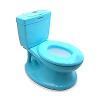 HTTMT- Blue Portable Toddler Potty Training Toilet w/Flushing Sound Baby Chair Seat Kid (Center Push Flushing) [P/N: ET-BABY004-BLUE]