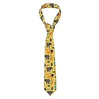 Basset Hound Dog Beach Bus Palm Trees Print Novelty Men'S Neckties Fashionable Funny Skinny Ties For Weddings