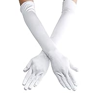 Women's Long Satin Finger Gloves Elbow Length 1920s Opera Bridal Dance Gloves
