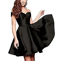 Elegant Off Shoulder Solid Homecoming Dresses Short Lace Up A-Line Prom Party Gowns