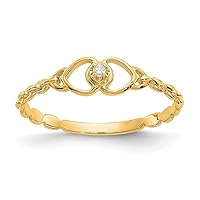 1 To 3mm 10k Gold Diamond Love Heart Ring Size 6.00 Jewelry for Women
