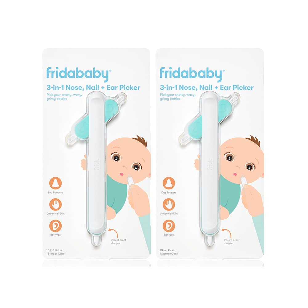 Frida Baby 3-in-1 Nose, Nail + Ear Picker [2 Count] by Frida Baby The Makers of NoseFrida The SnotSucker, Safely Clean Baby's Boogers, Ear Wax & More