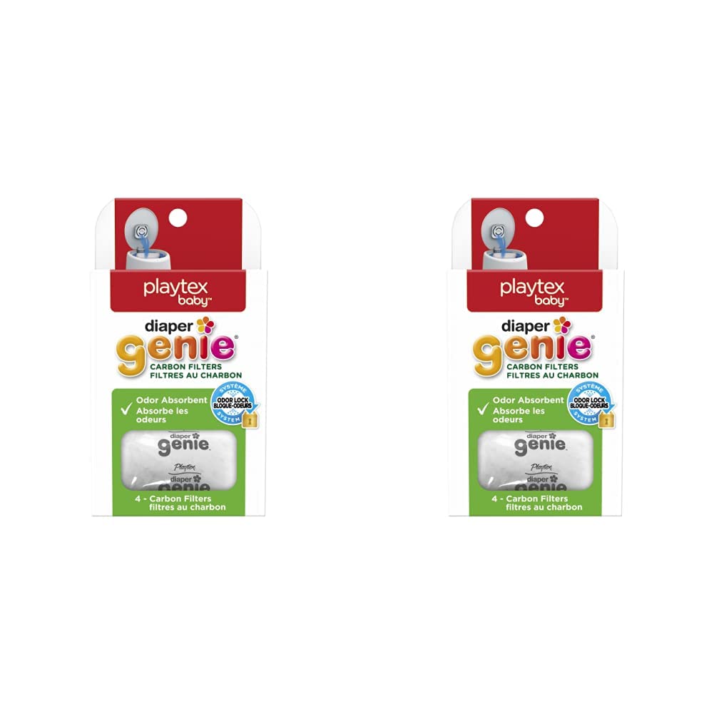 Diaper Genie Playtex Carbon Filter Refill Tray for Diaper Pails, 4 Count (Pack of 2)