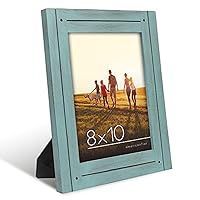Americanflat 8x10 Picture Frame in Turquoise Blue - Rustic Picture Frame with Textured Engineered Wood, Shatter Resistant Glass, and Easel - Horizontal and Vertical Formats For Wall and Tabletop