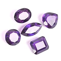 REAL-GEMS Top Ranked Violet Amethyst 70 Ct. Approx / 5 Pcs Different Cuts Loose Gemstones Lot Jewelry Making NGHL-8