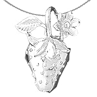 Silver Strawberry Necklace | Rhodium-plated 925 Silver Strawberry Pendant with 18
