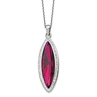 16.1mm Chisel Stainless Steel Polished Red Crystal and Preciosa Crystal Pendant a Cable Chain With A 2 Inch Extension Necklace 20 Inch Jewelry for Women