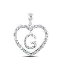 10K White Gold Diamond Heart G Letter Pendant 1/4 Ctw.