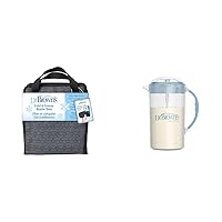 Fold & Freeze Bottle Tote, Breastfeeding Essential Cooler Bag & Baby Formula Mixing Pitcher with Adjustable Stopper, Locking Lid, & No Drip Spout, 32oz, BPA Free, Blue