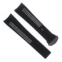 Ewatchparts 20MM RUBBER WATCH STRAP BAND COMPATIBLE WITH TAG HEUER CARRERA WATCH DEPLOYMENT CLASP BLACK
