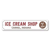 Ice Cream Shop Location Sign, Best in Town Sign, Ice Cream Store City State Sign, Kitchen Aluminum Decor - 3 x 13