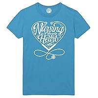 Nursing A Work of Heart Printed T-Shirt - Aquatic-Blue - XLT