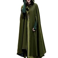 Women Hooded Wool Blend Maxi Long Cape Poncho Maxi Cloak Coat Fall Winter Trench Coat Robe Gothic Plus Size Clothes