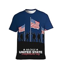 Unisex American USA Novelty T-Shirt Colors-Graphic Short-Sleeve Crewneck Funny: Vintage Mens Multiple 3D Pattern Printed Top