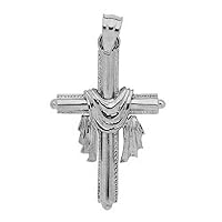 Cross With Shroud Pendant | Sterling Silver 925 Cross With Shroud Pendant - 30 mm
