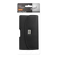 Reiko Wireless Leather Horizontal Phone Pouch with Metal Logo 6.05X3.18X0.67 Belt Clip for Galaxy S6 Devices - Black,HP102B-613207BK