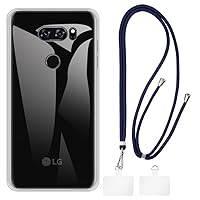 LG V30 Case + Universal Mobile Phone Lanyards, Neck/Crossbody Soft Strap Silicone TPU Cover Bumper Shell for LG V30+ (6”)