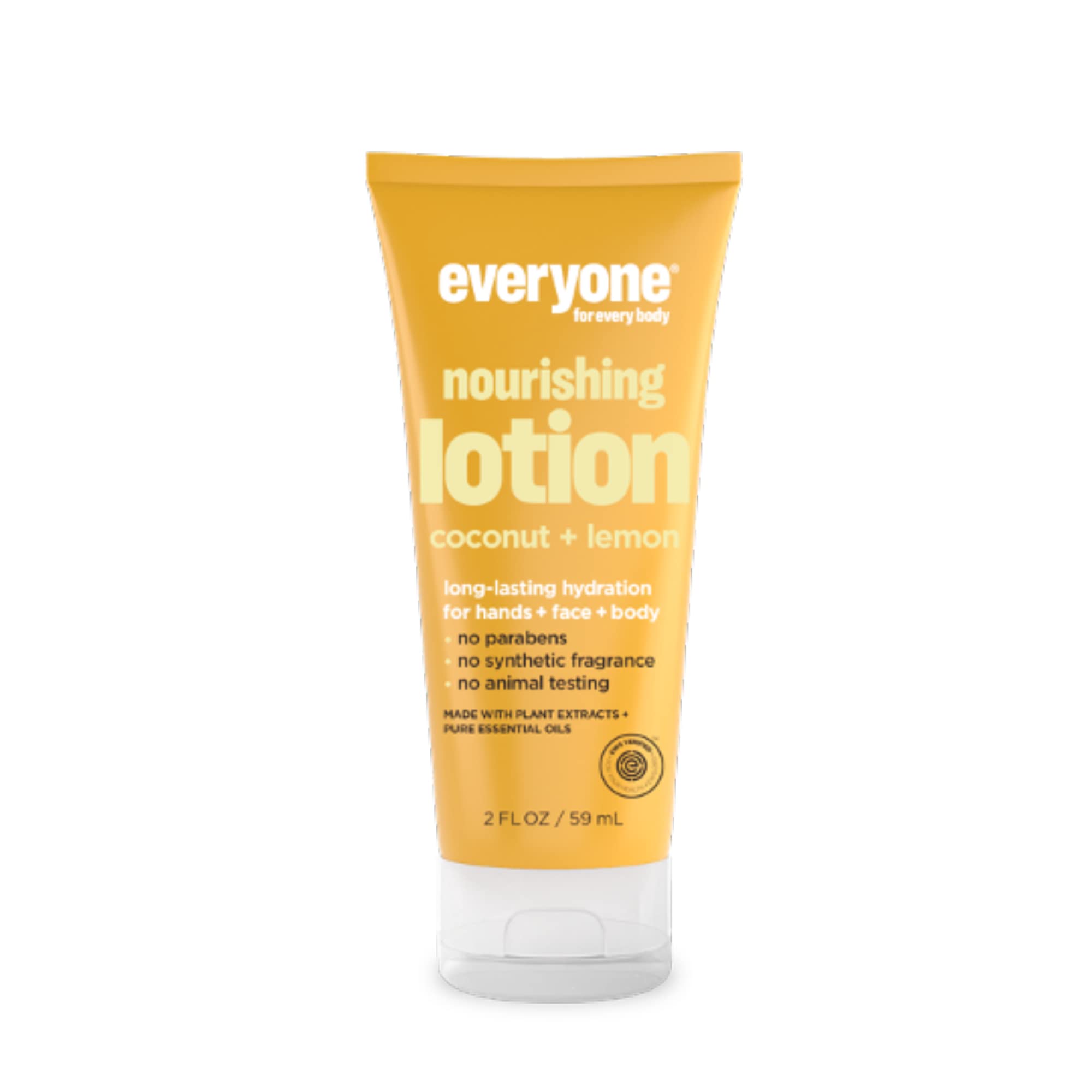 everyone for every body Nourishing Hand and Body Lotion, Travel Size, 2 Ounce (Pack of 12), Coconut and Lemon, Plant-Based Lotion with Pure Essential Oils, Coconut Oil, Aloe Vera and Vitamin E