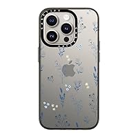 CASETiFY Compact Case for iPhone 15 Pro [2X Military Grade Drop Tested / 4ft Drop Protection] - Small Blue Flowers - Clear Black
