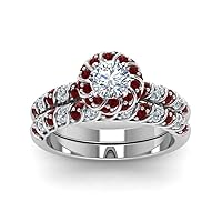 Choose Your Gemstone Rope Halo Diamond CZ Bridal Set Sterling Silver Round Shape Wedding Ring Sets Affordable for Your Girlfriend, Wife, Partner Wedding US Size 4 to 12