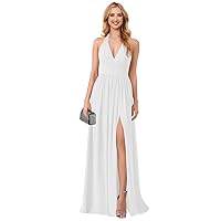 Halter Chiffon Bridesmaid Dresses 2024 Women Wedding Guest Dress Long A Line Formal Evening Party Gown with Slit