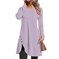 Fall Clothes for Women 2023 Fashion Fitting Casual Long Sleeved T-Shirt Trendy Tunic Tops Loose Fit Dressy