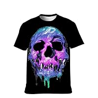 Unisex Novelty-Graphic T-Shirt Cool-Tee Funny-Vintage Short-Sleeve Hip Hop: Color Skull Print New Pattern Clothing Basic Gift