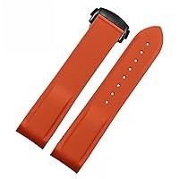 20mm 22mm Silicone Watch Band for Omega Seamaster 007 Wrist Waterproof Strap Bracelet with Folding Buckle (Color : Orange Black, Size : 22mm)