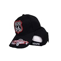 Embroidered Route 66 RTE 66 Black Shadow Baseball Style Ball Cap Hat