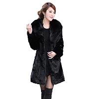 Fur Story Women's Genuine Rabbit Fur Coat Fuzzy Warm Fur Jacket Winter Outware