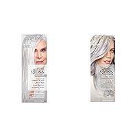 L'Oreal Paris Le Color Gloss One Step In-Shower Toning Gloss for Gray Hair, Silver White, 1 Kit + Neutralizes Brass, Silver, 4 Ounce