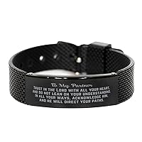 Bible Verse Partner Gift, Proverbs 3:5-6, Trust in the Lord with all your heart. Christian Black Shark Mesh Bracelet for Partner. Christmas Encouragement Gift
