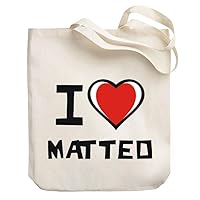 I love Matteo Bicolor Heart Canvas Tote Bag 10.5