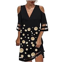 for Ladies' for Female Ductile Blouse Printed Elbow Sleeve Cushiony Halter Neck