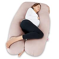 Meiz Pregnancy Pillows, Cooling Pregnancy Pillows for Sleeping, Maternity Pillow for Tall Pregnant Woman, Pregnancy Body Pillow with Cooling Jersey Cover, Apricot