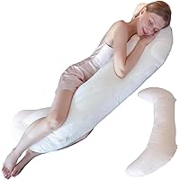 Swan Pillow Full Body Pillow,60 Inch Side Sleeper Pillows for Adults,Maternity Pillow for Pregnant Women with Velvet Cover, White