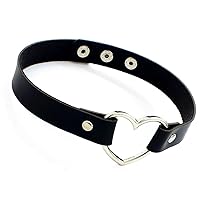 Punk Goth Love Heart Choker Leather Necklace For Women Short Collar Cool Street Style Jewelry Men Accessories
