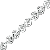 1.00 CT. T.W. Simulated Clear Diamond Cluster X Bracelet For Women & Girls In 925 Sterling Silver