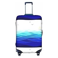 Ocean Waves Sailboat with Birds Maritime Print Washable Scratch-Resistant Suitcase Cover Protectors With Concealed Zipper