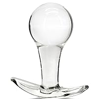 Glass Anal Plug Butt Plug with Curved Based for Comfortable Long Term Wear Prostate Massager Transparent Sex Toy with Long Stem for Women Men Masturbation