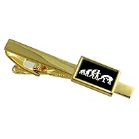 Evolution Ape to Man Wrestling Gold-Tone Tie Clip Engraved Message Box