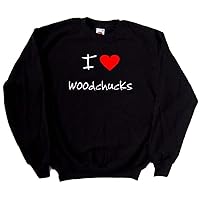 I Love Heart Woodchucks Black Sweatshirt
