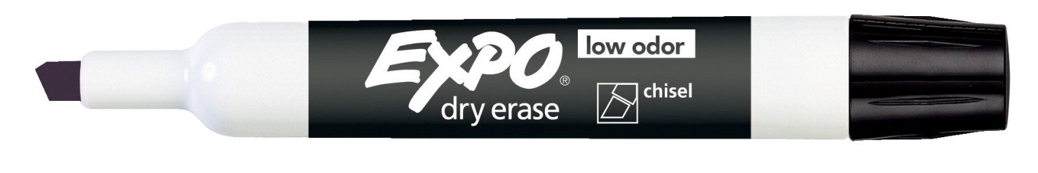 EXPO Low Odor Chisel Tip Dry Erase Markers, Black, (80001) (2 Dozen)