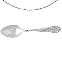 Gold 3-D Baby Spoon Necklace | 14K White Gold 3D Baby Spoon Pendant with 16
