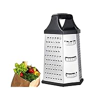 Cheese Grater Slicer 6-Sided 430 Stainless Steel Grater with Coarse, Fine, Slicing, Suitable for Ginger, Lemon, Butter, Vegetables, Nutmeg