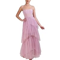BCBG Max Azria OLY Women’s Tiered Ruffle Tulle Sleeveless Corset Evening Gown