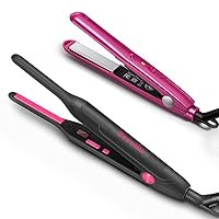 Terviiix Pink Pencil Flat Iron for Pixie Short Hair & Pink Mini Hair Straightener for Travel